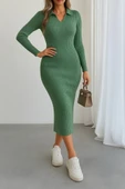Kadın Uzun Kollu Yakalı Triko Elbise thumbnail 3