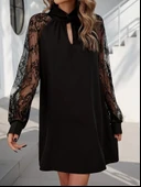 Kadın Uzun Kollu Damla Detaylı Sandy Mini Elbise thumbnail 2