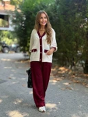 Kadın Uzun Kollu Ribanali Cep Detay Hırka Ve Bol Paça Pantolon Ikili Takım - 3