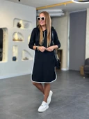 Kadın Uzun Kollu Kapüşon Ve Ribana Detay Diz üstü Elbise thumbnail 1