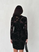 Kadin Dantel Detay Mini Kalem Elbise thumbnail 4