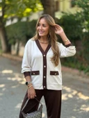 Kadın Uzun Kollu Ribanali Cep Detay Hırka Ve Bol Paça Pantolon Ikili Takım thumbnail 9