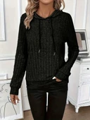 Kadın Uzun Kollu Kapşonlu Bağcıklı şardonlu Kaşkorse Bluz thumbnail 5