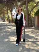 Kadın Hakim Yaka şerit Detay Hırka Ve Bol Paça Pantolon Ikili Takım thumbnail 8