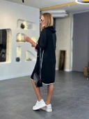 Kadın Uzun Kollu Kapüşon Ve Ribana Detay Diz üstü Elbise thumbnail 5