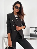 Kadın Uzun Kollu Yakalı önden Düğmeli Cep Detay Atlas Ceket thumbnail 2