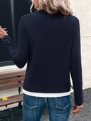 Kadın Uzun Kollu V Yakalı çift Renkli Viskon Iki Iplik Bluz thumbnail 5