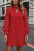 Kadın Uzun Kollu Damla Detaylı Sandy Mini Elbise thumbnail 9