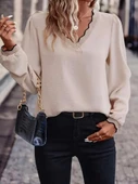 Kadın Uzun Kollu V Yakalı Aerobin Bluz thumbnail 2