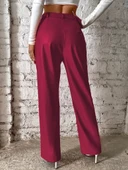 Kadın önden Fermuarlı Cepli Geniş Kesim Lame Deri Pantolon thumbnail 4