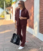 Kadın Uzun Kollu önden Fermuarlı Pul Payetli Alt üst Viskon Iki Iplik Takım thumbnail 4