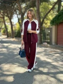 Kadın Hakim Yaka şerit Detay Hırka Ve Bol Paça Pantolon Ikili Takım - 3