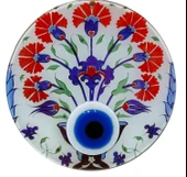 Karanfil Desenli 23 Santimetre Çapında Füzyon Cam Duvar Süsü thumbnail 1