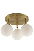 Mat Altın Eskitme Gövde 3’lü Mat Opal Beyaz Cam Küre Top Tavan Avize Modern ve Şık Tasarım thumbnail 3