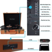T317UB Retro Pikap Kahverengi Bluetooth Şarj Edilebilir - 4