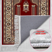 Turkish Muslim Prayer Rug Red & Vintage 80x120cm 2'8''x3'11'' Bamboo Prayer Mat Soft Non-Slip Janamaz Kaaba Praying Mat ( With Tasbeeh Gift ) - 5