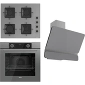 Ferre Flameart Sc Serisi Gri Set (SC408-WFA + XE64CPR +D065 ) - 65 Cm'lik Kare Döküm Izgara-Wok thumbnail 1