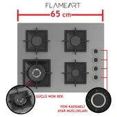 Ferre Flameart Sc Serisi Gri Set (SC408-WFA + XE64CPR +D065 ) - 65 Cm'lik Kare Döküm Izgara-Wok thumbnail 3