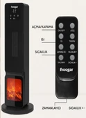 Hoogar German 2701 L Black OLED Şömineli Ekran Dijital Göstergeli Kule Tipi Seramik Fanlı Isıtıcı - 6