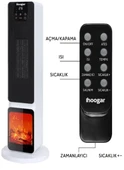 Hoogar German 2701 L White OLED Şömineli Ekran Dijital Göstergeli Kule Tipi Seramik Fanlı Isıtıcı - 2