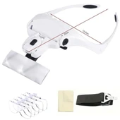 BUFFER® 5 Lensli 2 Led Işıklı Ayarlanabilir Pilli Gözlük Tipi Büyüteç thumbnail 5