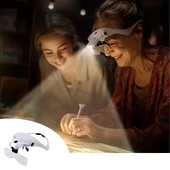 BUFFER® 5 Lensli 2 Led Işıklı Ayarlanabilir Pilli Gözlük Tipi Büyüteç thumbnail 1