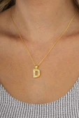 Gümüş Pazarım Altın Kaplama D Harfi Kadın 925 Ayar Gümüş Kolye - 3