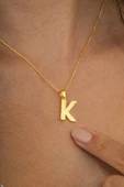 Gümüş Pazarım Altın Kaplama K Harfi Kadın 925 Ayar Gümüş Kolye thumbnail 3