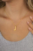 Gümüş Pazarım Altın Kaplama J Harfi Kadın 925 Ayar Gümüş Kolye thumbnail 3