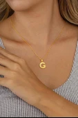 Gümüş Pazarım Altın Kaplama G Harfi Kadın 925 Ayar Gümüş Kolye thumbnail 2