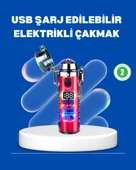 Çok Fonksiyonlu Şarjlı LED Fenerli USB Çakmak thumbnail 1