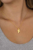 Gümüş Pazarım Altın Kaplama F Harfi Kadın 925 Ayar Gümüş Kolye thumbnail 2