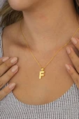 Gümüş Pazarım Altın Kaplama F Harfi Kadın 925 Ayar Gümüş Kolye thumbnail 1