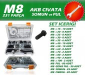 231 Parça M8 AKB Cıvata Seti + 10-13 Açık Ağızlı Anahtar - 1