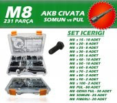 231 Parça M8 AKB Cıvata Seti + 13 Somun Adaptörü thumbnail 1