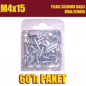 M4x15 Yıldız Silindir Başlı (YSB) Vida/Civata 60 Adet - 1
