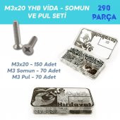 M3x20 YHB Vida Somun ve Pul Seti, 290 Parça - 1