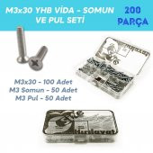 M3x30 YHB Vida Somun ve Pul Seti, 200 Parça - 1