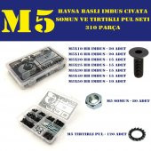310 Parça M5 Havşa Baş İmbus Cıvata Somun ve Pul Seti - 1