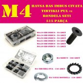 515 Parça M4 Havşa Baş İmbus Cıvata Somun ve Pul Seti - 1