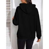 Lucky Life Kadın Uzun Kollu Kapşonlu Bağcıklı Cepli Capitone Sweatshirt - 3