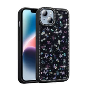 iPhone 15 Kılıf Taşlı ve Sim Süsleme Tasarımlı Azra Premium Sert Silikon Kapak - 1