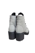 Gri Hakiki Süet  Bağcık Detay  Yandan Fermuarlı Kalın Topuk Bot thumbnail 3