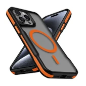 iPhone 15 Pro Max Kılıf Magsafe Özellikli Renkli Kenarlı ve Airbag Şeritli Lamer Kapak thumbnail 1