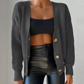 Lucky Life Kadın Uzun Kollu Düğme Detay Triko Bluz thumbnail 2