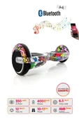 Elektrikli Kaykay Scooter Hoverboard 6.5 Inch Yaprak Grafity Desenli Akıllı D04 thumbnail 2