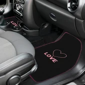 Kalp ve Aşk Desenli Pembe Nakışlı 5'li Oto Halı Paspas Seti / Love Yazı Detaylı Araba Paspas Takımı thumbnail 3