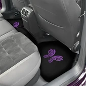 Kelebek Desenli Mor Nakışlı 5 Parça Siyah Oto Halı Paspas Seti - Kadın Sürücülere Özel Şık Tasarım thumbnail 5