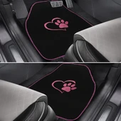 Sevgili Köpek Pati Desenli Pembe Nakışlı Araç Halı Paspas Seti / Şık ve Sevimli Oto Paspas Aksesuar thumbnail 6