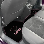 Kalp ve Aşk Desenli Pembe Nakışlı 5'li Oto Halı Paspas Seti / Love Yazı Detaylı Araba Paspas Takımı thumbnail 4